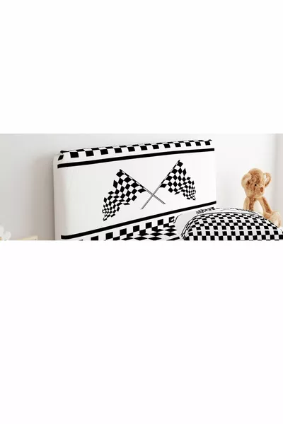Bed Base Headboard Cover with Racing Flag Pattern