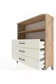 Commode Arges 2 étagères 3 tiroirs Pin-Pierre de lave