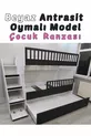 Letto a castello per bambini modello intagliato Bianco Antracite