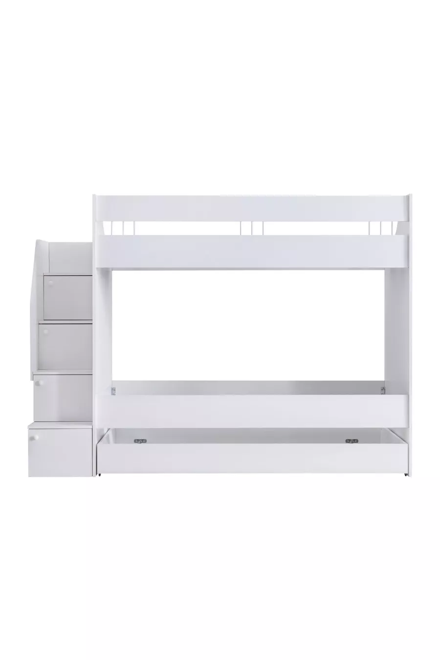 Bunk Bed, Martin Bunk Bed with Ladder - White 2 Comfort Mattresses