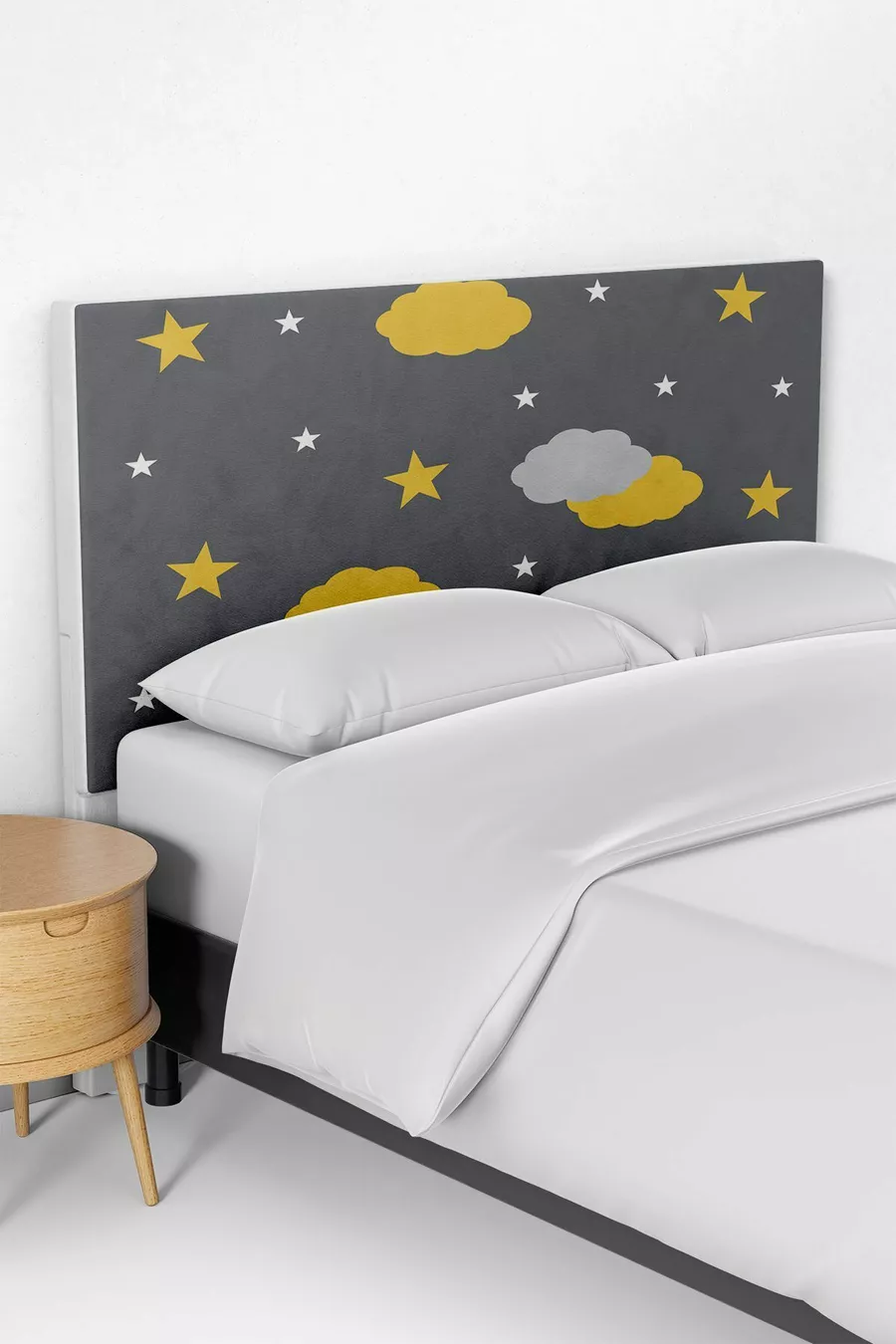 Housse de tête de lit et sommier pour chambre d'enfant à motif gris