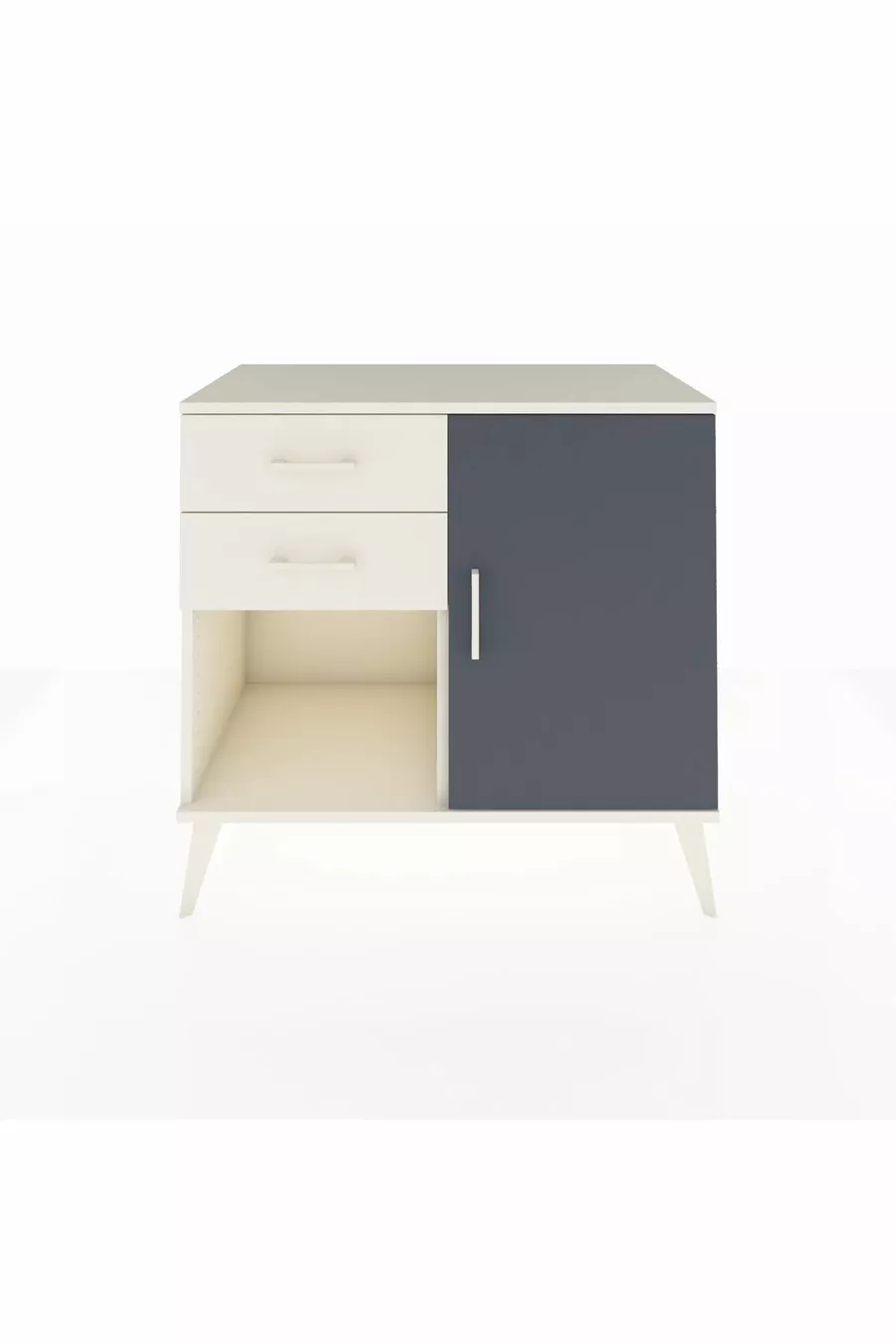 Commode Hyperion avec une seule étagère, 2 tiroirs et une porte, Pierre de Lune-Anthracite/Pierre de Lune