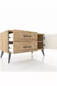 Commode Hyperion avec une étagère, 2 tiroirs et une porte, pin-pierre d'onyx/pin