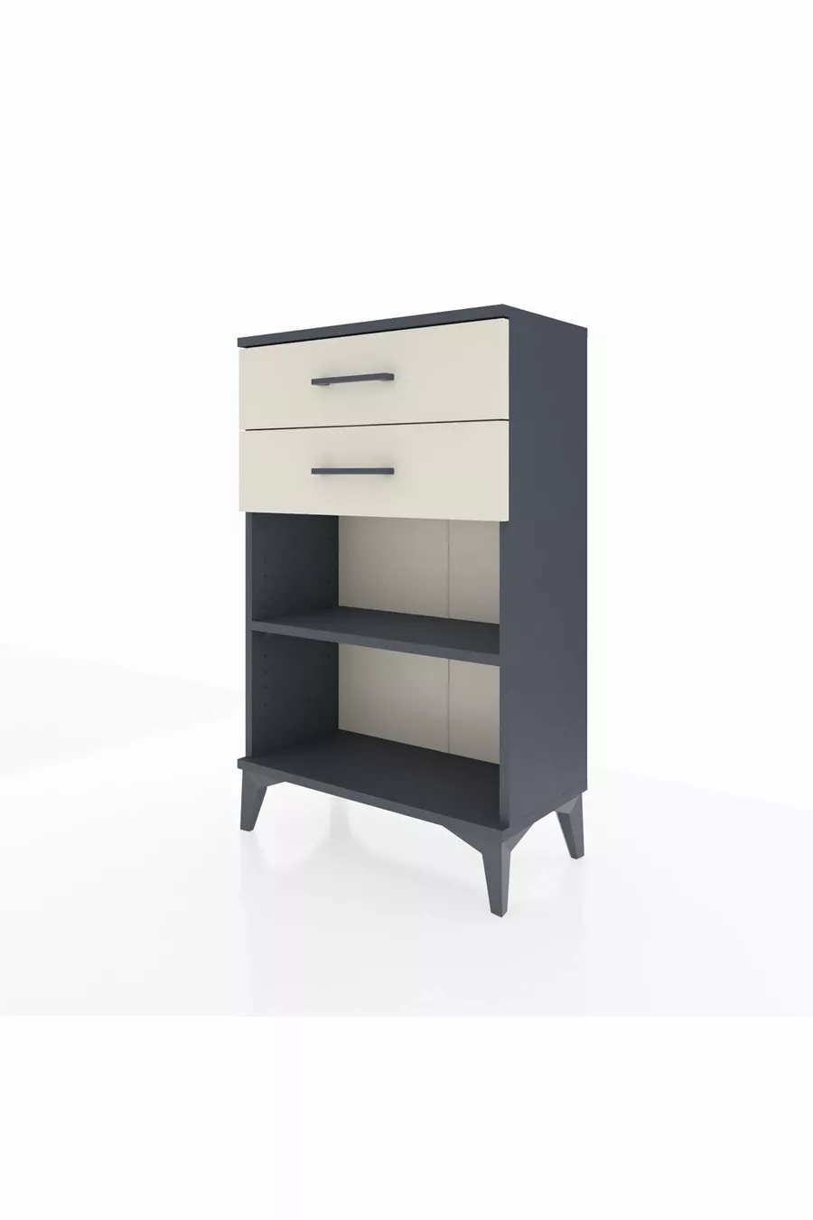 Argeş Commode met één plank en 2 lades Antraciet-Steenmarmer