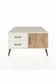 Commode Kronos à une étagère, 2 tiroirs et une porte, Pierre de Lune-Sapin/Pierre de Lune