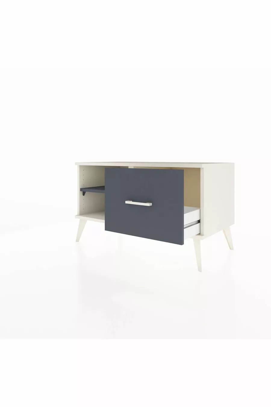 Commode Hyperion à une étagère et un tiroir, Pierre de lune-Anthracite