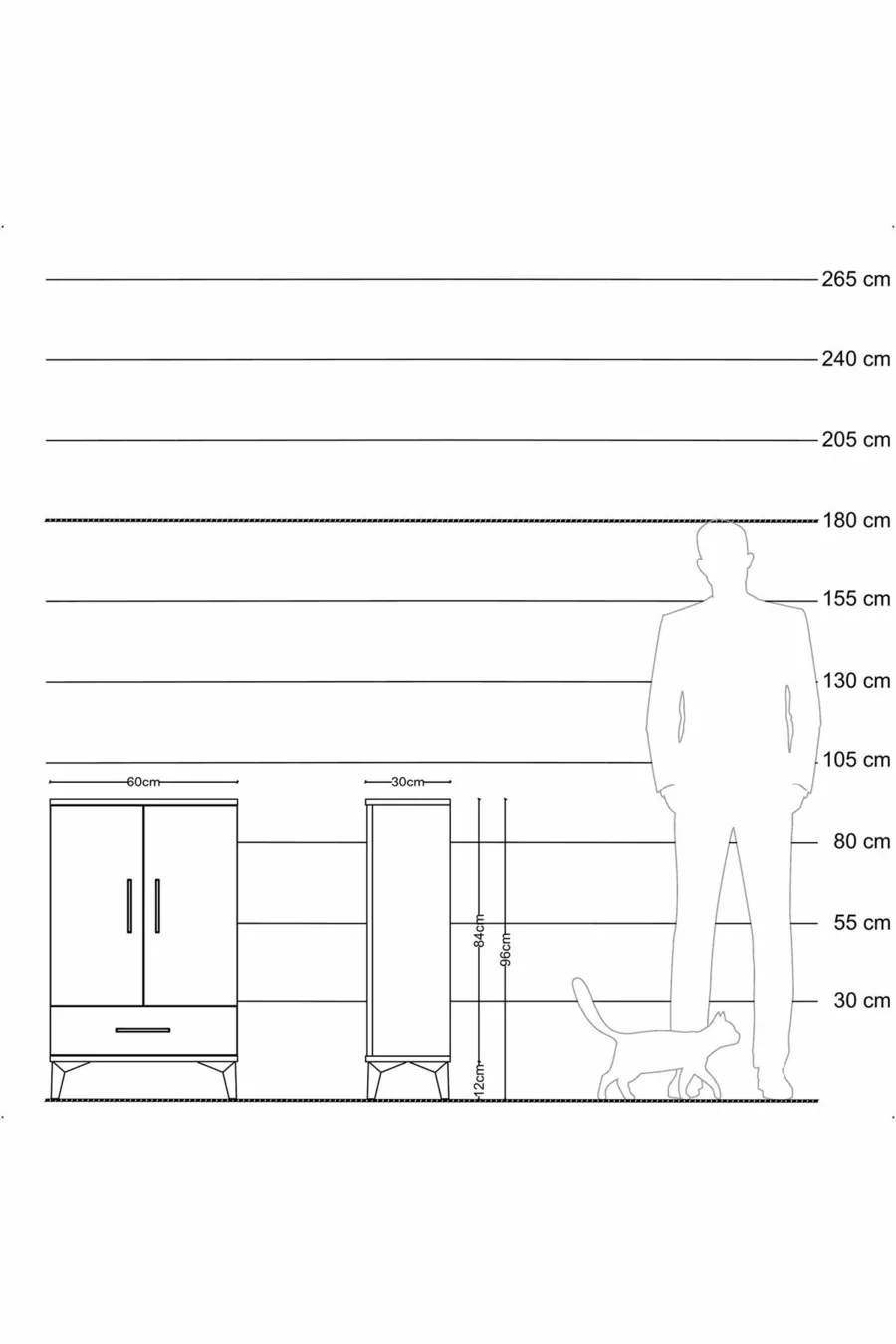 Silva Commode : Pin-Aigle, 2 étagères, avec tiroirs et portes, design élégant