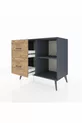 Commode Hyperion à une étagère et 2 tiroirs Anthracite-Anthracite/Sapin