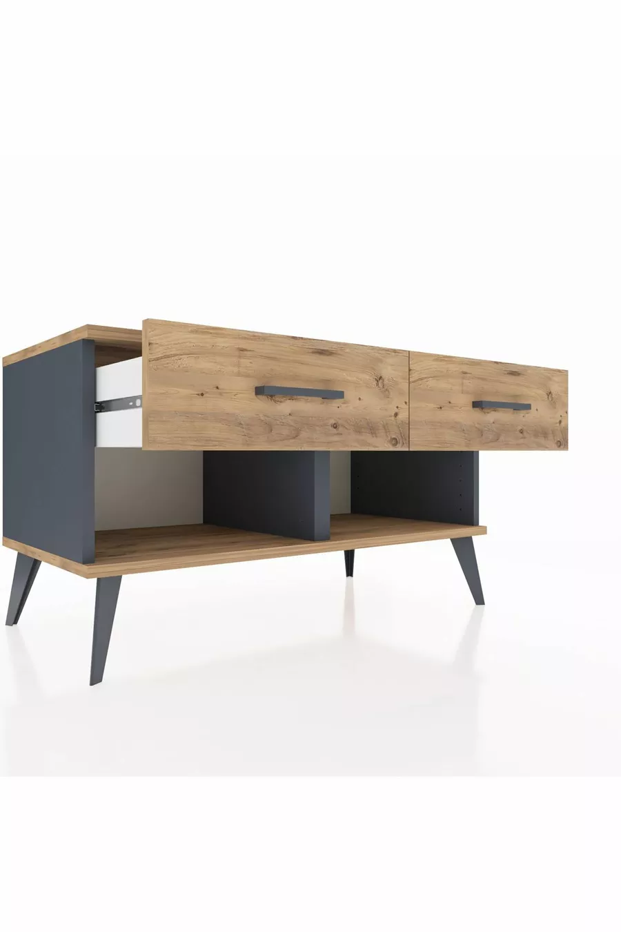 Commode Hyperion 2 tiroirs Anthracite-Sapin