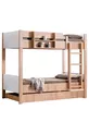 Bunk Bed, Asia Detachable Bunk Bed with Trundle, Walnut - White + 2 Comfort Mattresses