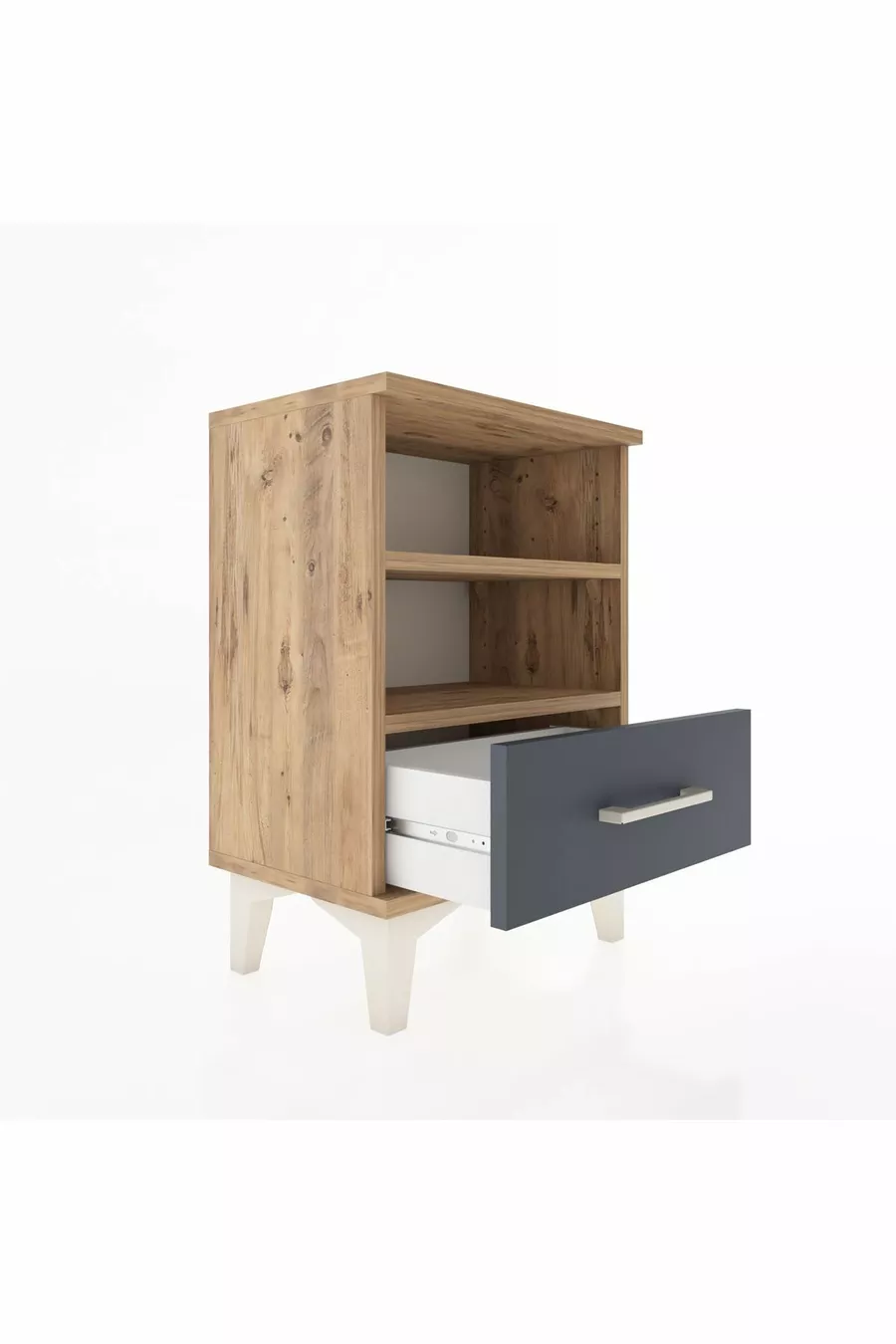 Arges Commode 2-Shelf Single Drawer Pine-Anthracite