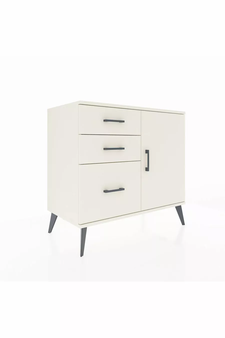 Commode Hyperion à une étagère, 3 tiroirs et une porte, Pierre de Lune-Pierres de Lune