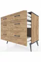 Commode Hyperion 6 tiroirs Pin-Anthracite/Pin