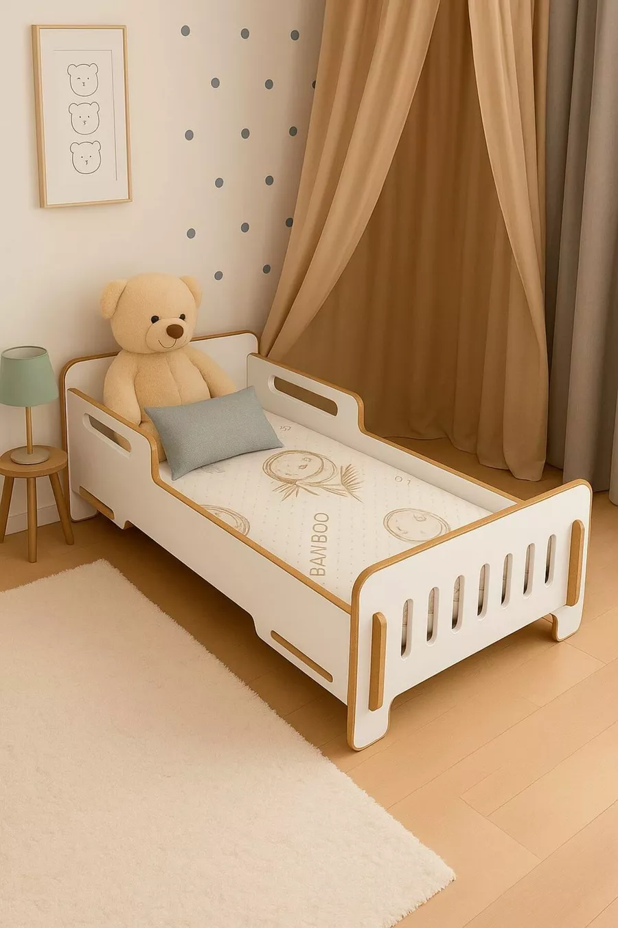 Kinderbodenbett-Kinderbettgestell - cm - Baby- und Kinderbett - MDF - WEIß