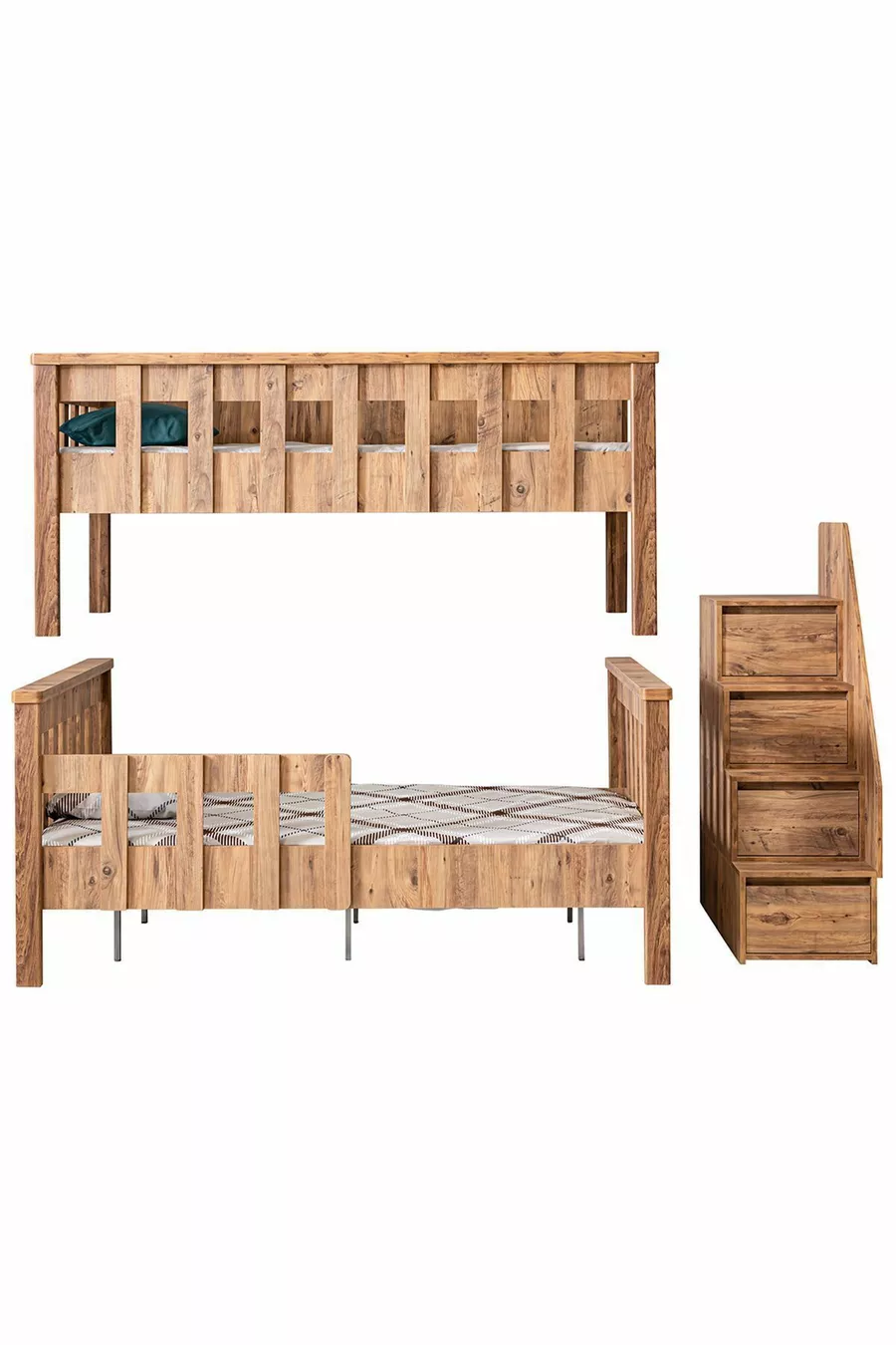 Bunk Bed, Deluxe Detachable Bunk Bed Elite 3-Door Wardrobe