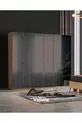 Ensemble de chambre à coucher İzgi (Armoire à 6 portes vitrées + Commode + Table de chevet + Lit)