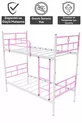 Lit superposé Koza Ranza compatible avec matelas, rose clair, métal détachable