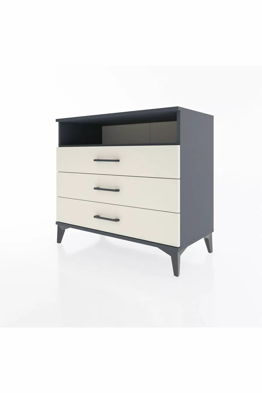Commode Hyperion à une étagère et trois tiroirs Anthracite-Quartz