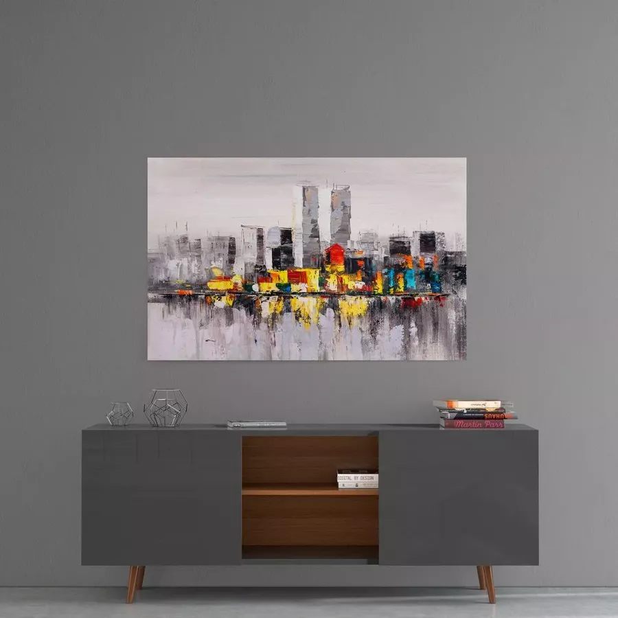 Peinture abstraite sur verre de la ville
