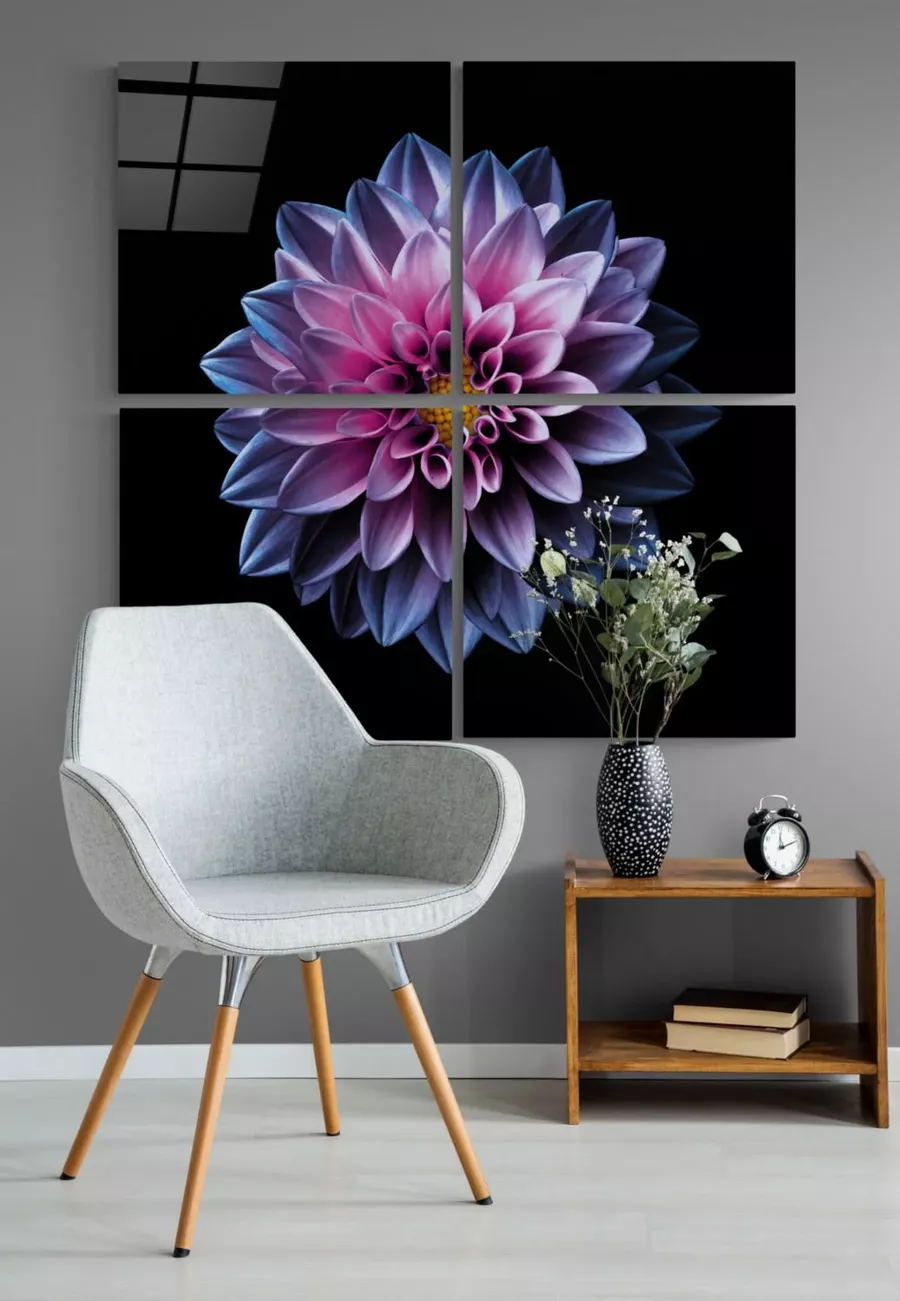 Peinture sur verre Quadro de fleurs violettes