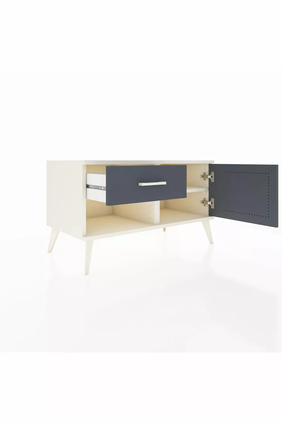 Commode Hyperion à une étagère, un tiroir et une porte en pierre de lune-anthracite