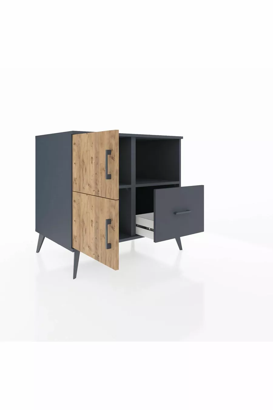 Kronos Dressoir 2 Planken 1 Lade 2 Deuren Antraciet-Den/Antraciet
