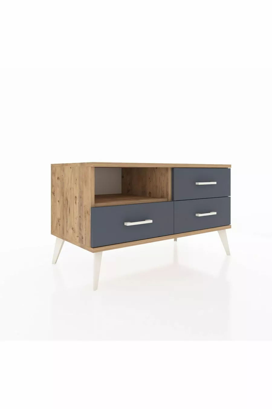 Commode Hyperion à une étagère et trois tiroirs Pin-Pin/Anthracite