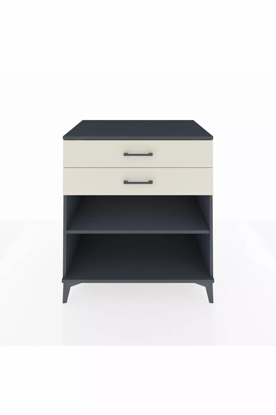 Commode Kronos à une étagère et 2 tiroirs Anthracite-Pierre de Lune