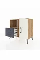 Commode Hyperion avec 2 étagères, 2 tiroirs et 1 porte, en pin et gris anthracite