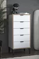 Commode Arden 5 tiroirs, panier à linge
