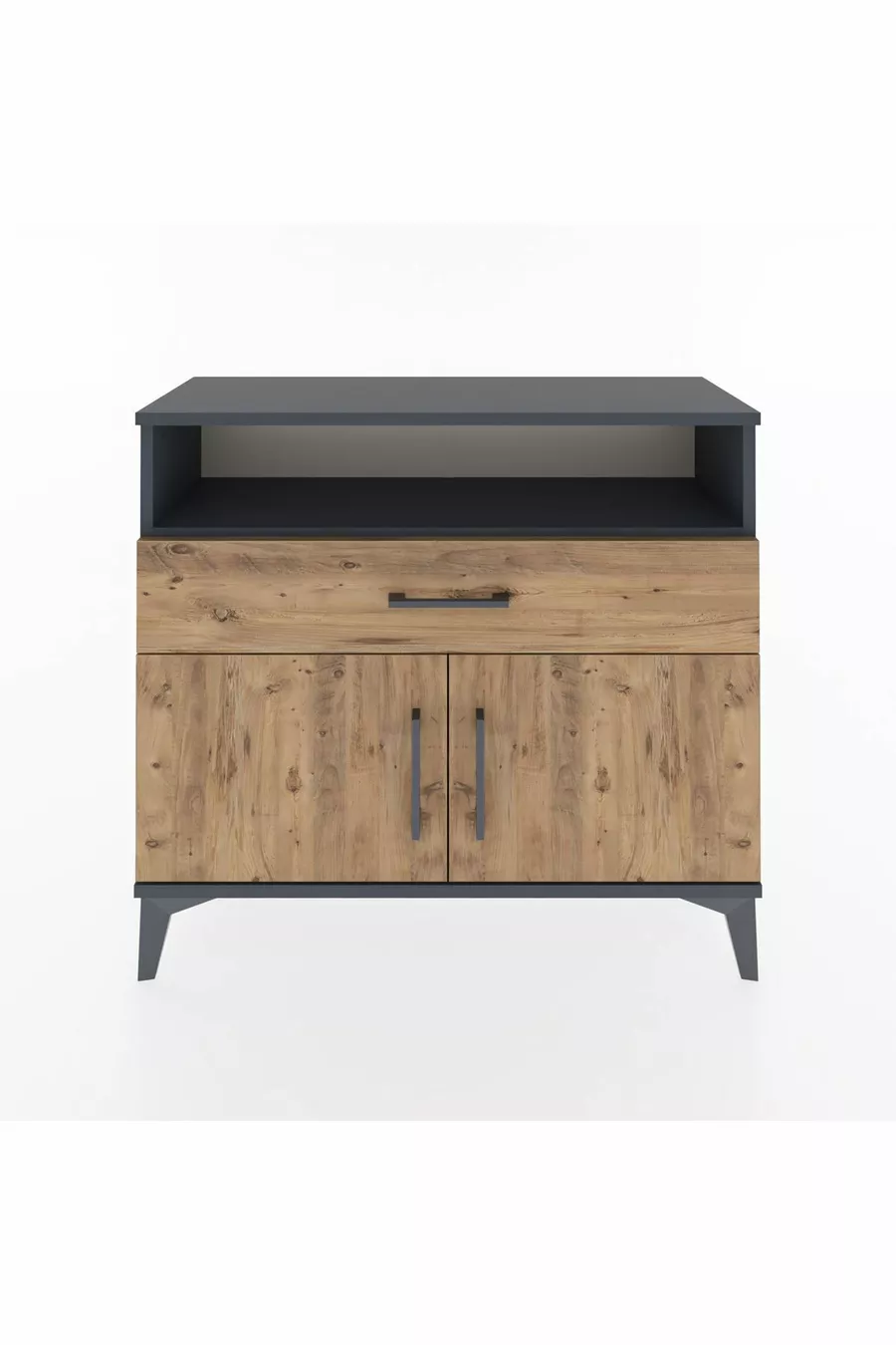Commode Arges 2 étagères, 1 tiroir, 2 portes, Anthracite-Pin