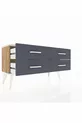 Commode Arges à 4 étagères Pin-Silex/Anthracite