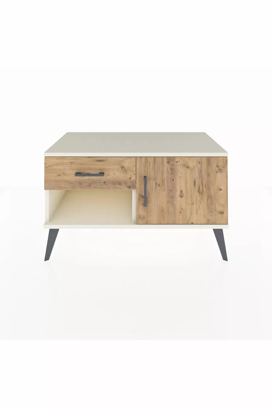 Commode Hyperion à une étagère, un tiroir et une porte en pierre de lune-pin