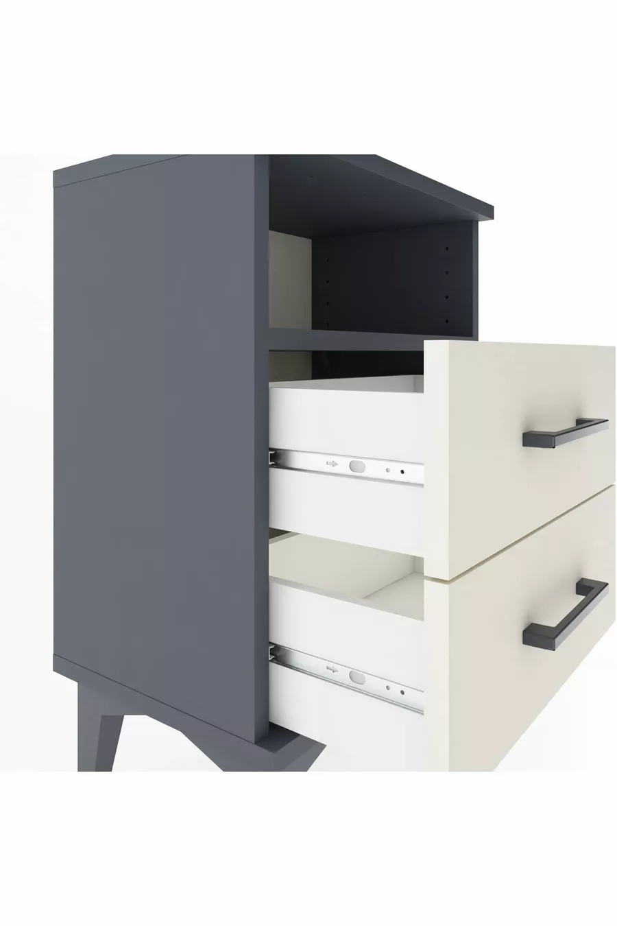 Arges Commode Single Shelf 2 Drawers Anthracite-Attica Marble