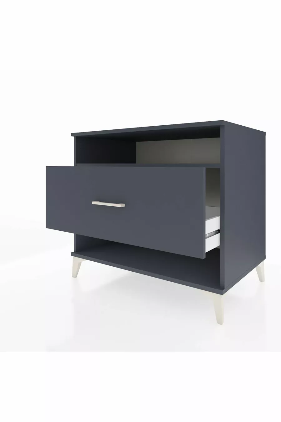 Commode Kronos à une étagère et un tiroir Anthracite-Anthracite