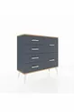 Commode Arges 6 tiroirs Anthracite-Sapin/Anthracite