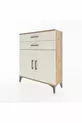 Commode Arges avec 2 étagères, 2 tiroirs et 2 portes, pin-pierre d'ardoise