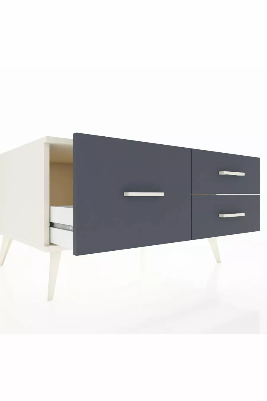 Commode Kronos 3 tiroirs Pierre de lune/Pierre de lune/Anthracite