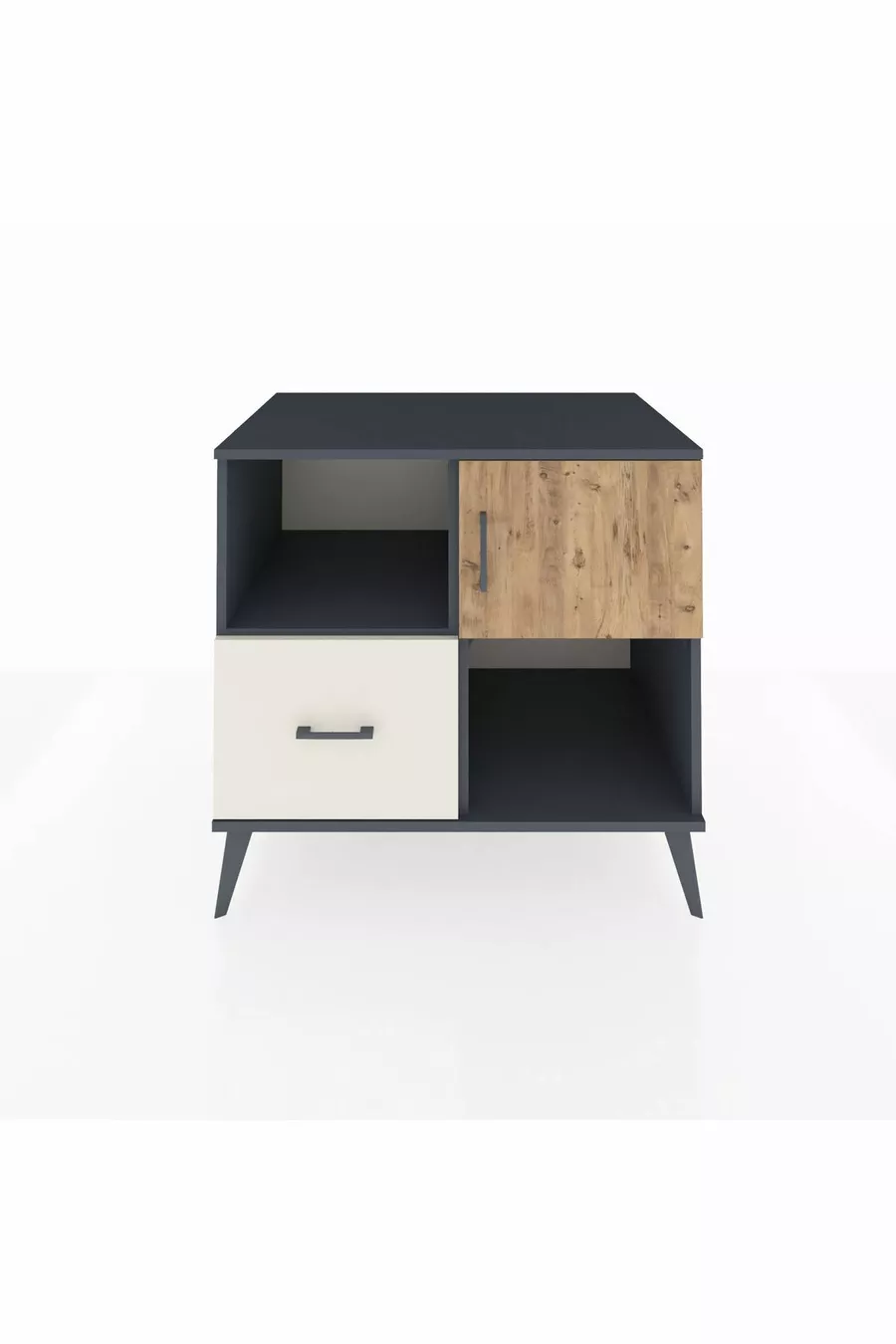 Commode Kronos avec 2 étagères, 1 tiroir, 1 porte, anthracite-pin/pierre de lune