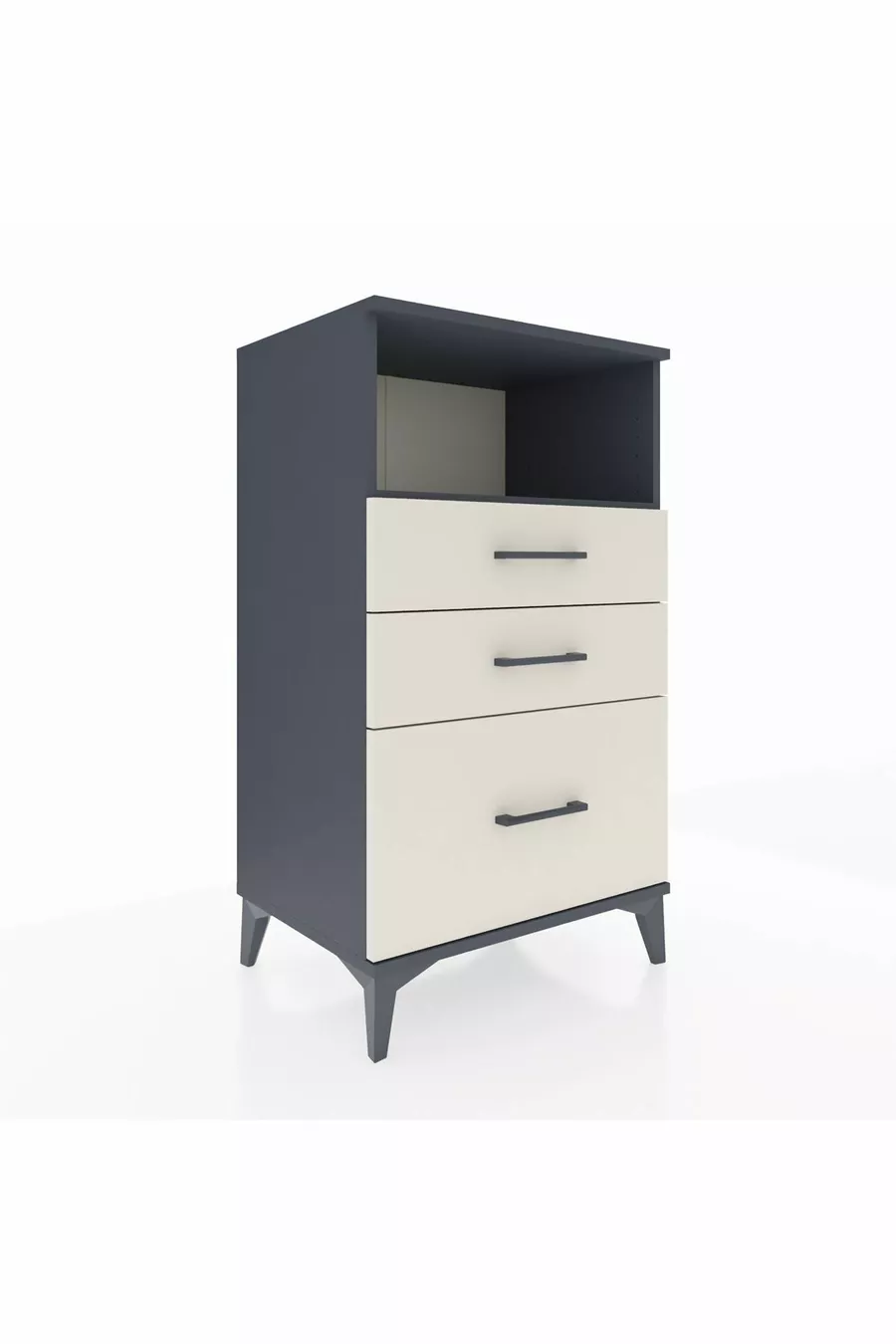 Commode Hyperion à une étagère et 3 tiroirs, anthracite-ardoise