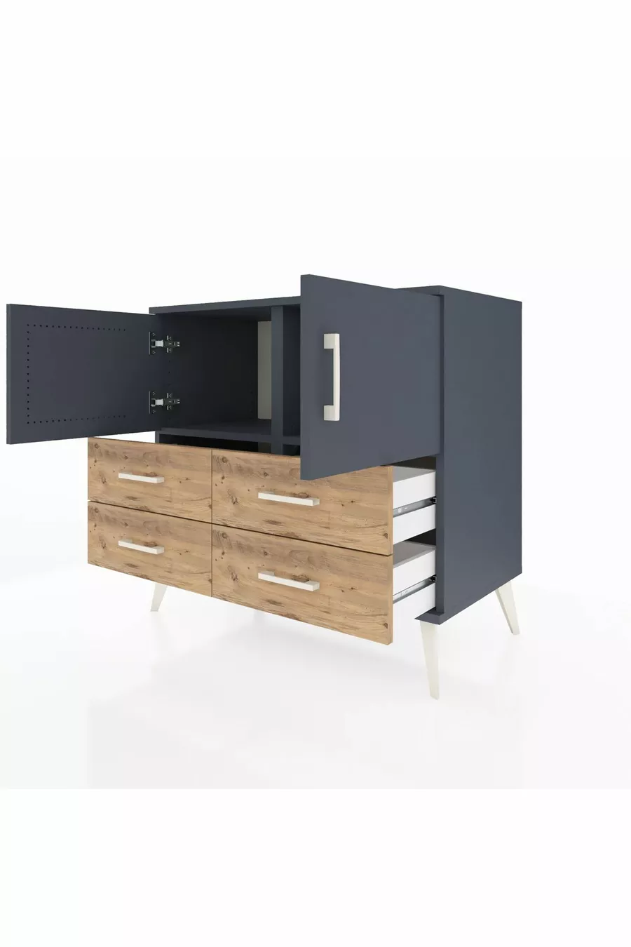Hyperion Dressoir 2 Planken 4 Lades 2 Deuren Antraciet-Antraciet/Den