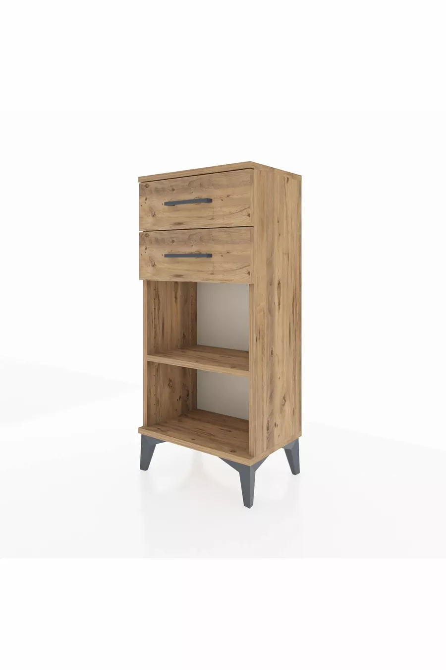 Table de chevet Arges avec une étagère et 2 tiroirs en pin