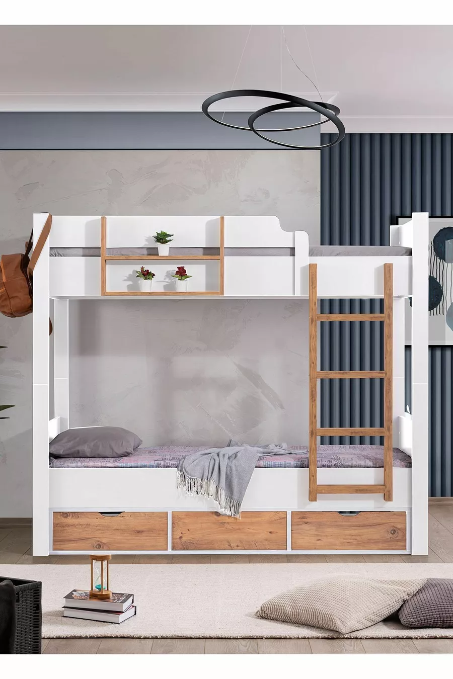 Ranza, Letto a castello con cassetti separabili in stile asiatico 2 Materassi Comfort