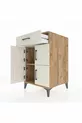 Table de chevet Kronos avec une étagère et un tiroir, 4 portes, pin-pierre de lave