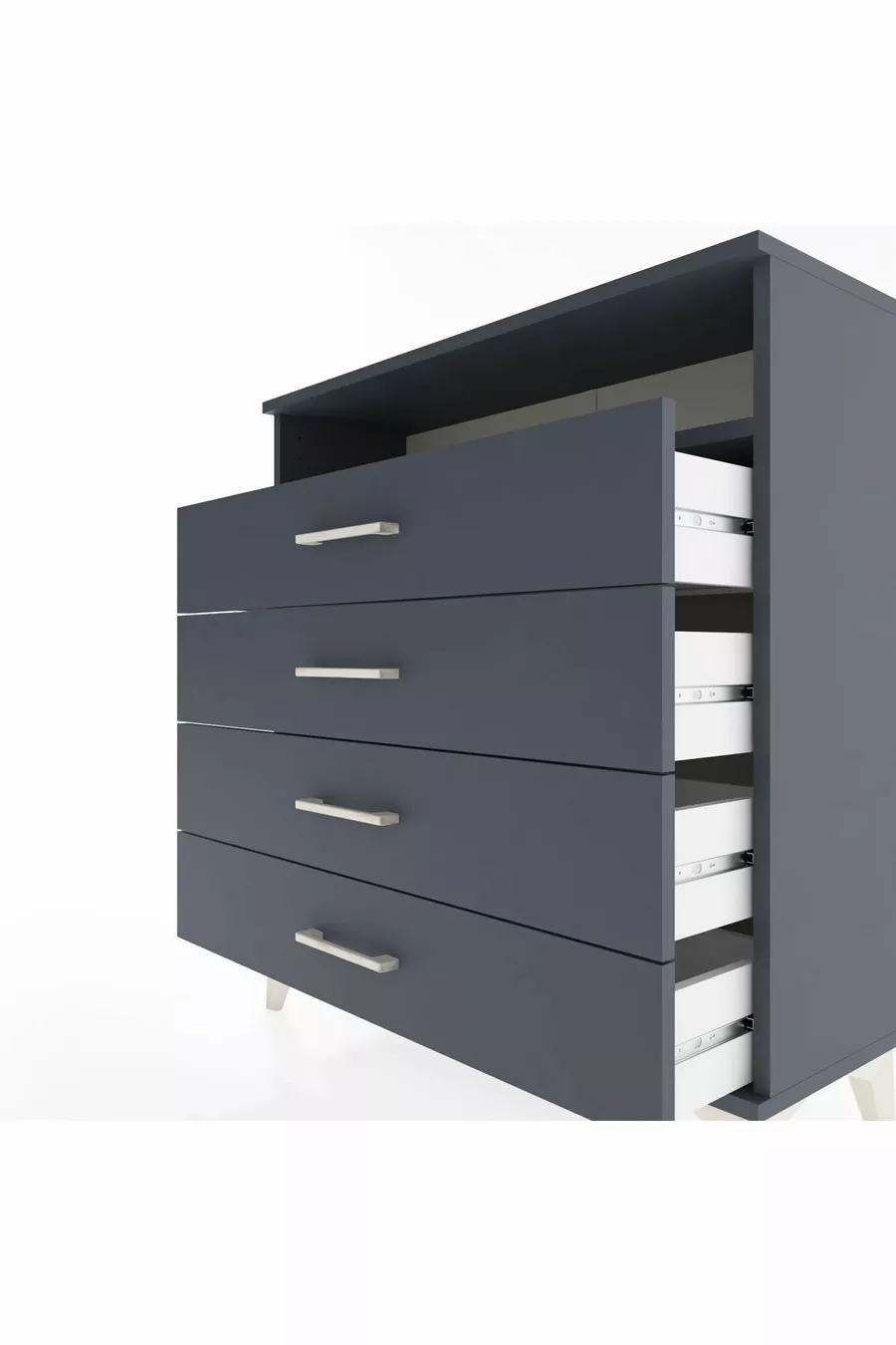 Comò Arges con Singolo Ripiano e 4 Cassetti Antracite-Antracite