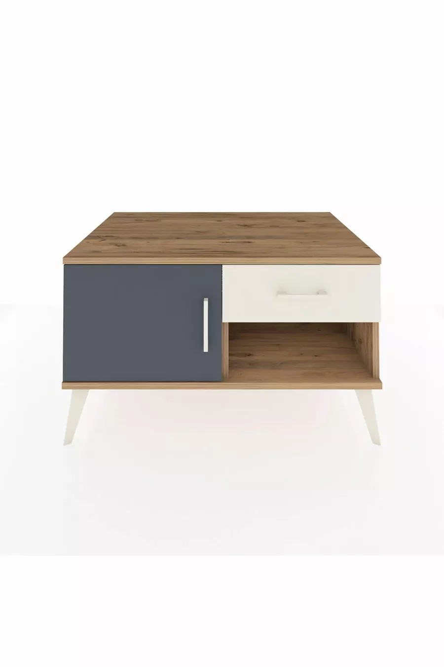 Commode Kronos avec une étagère, un tiroir et une porte, pin-anthracite/pierre de lune