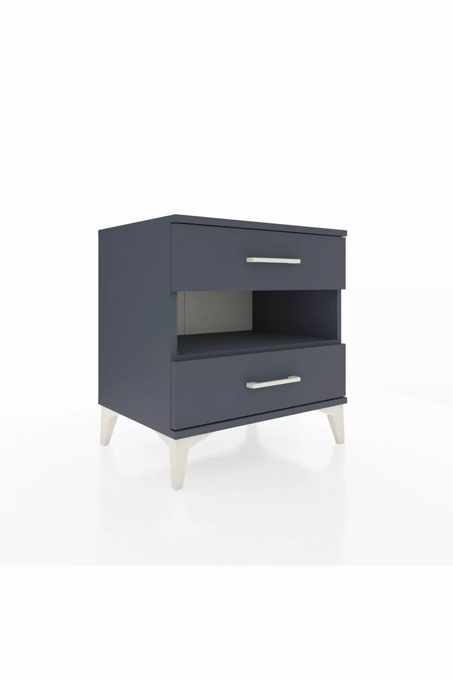 Hyperion Nightstand with Single Shelf and 2 Drawers Anthracite-Anthracite