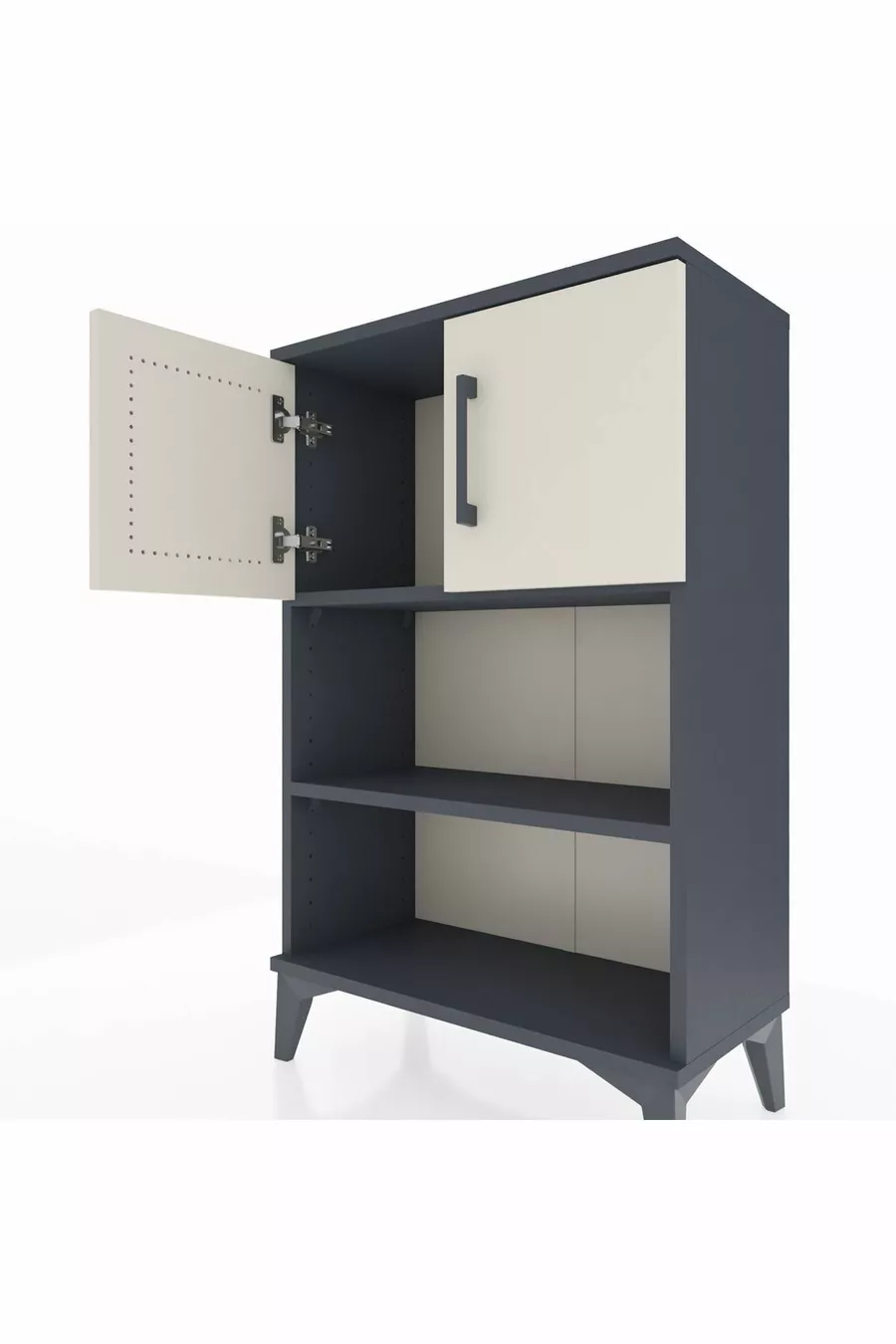 Chevet Arges à 2 étagères et 2 portes, Anthracite-Sel de pierre