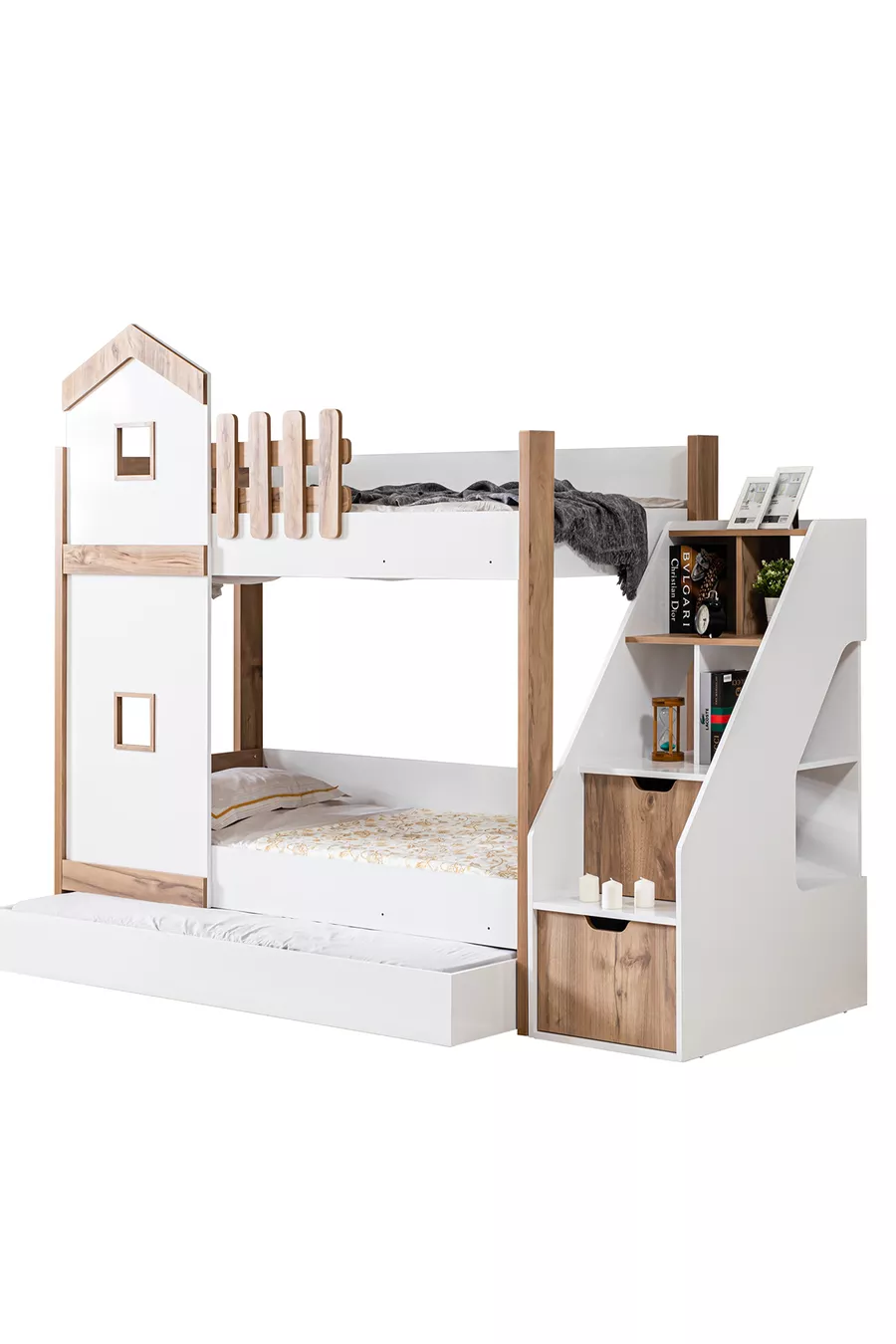 Lits superposés, Lits superposés Eyfel avec tiroirs + 3 matelas Comfort
