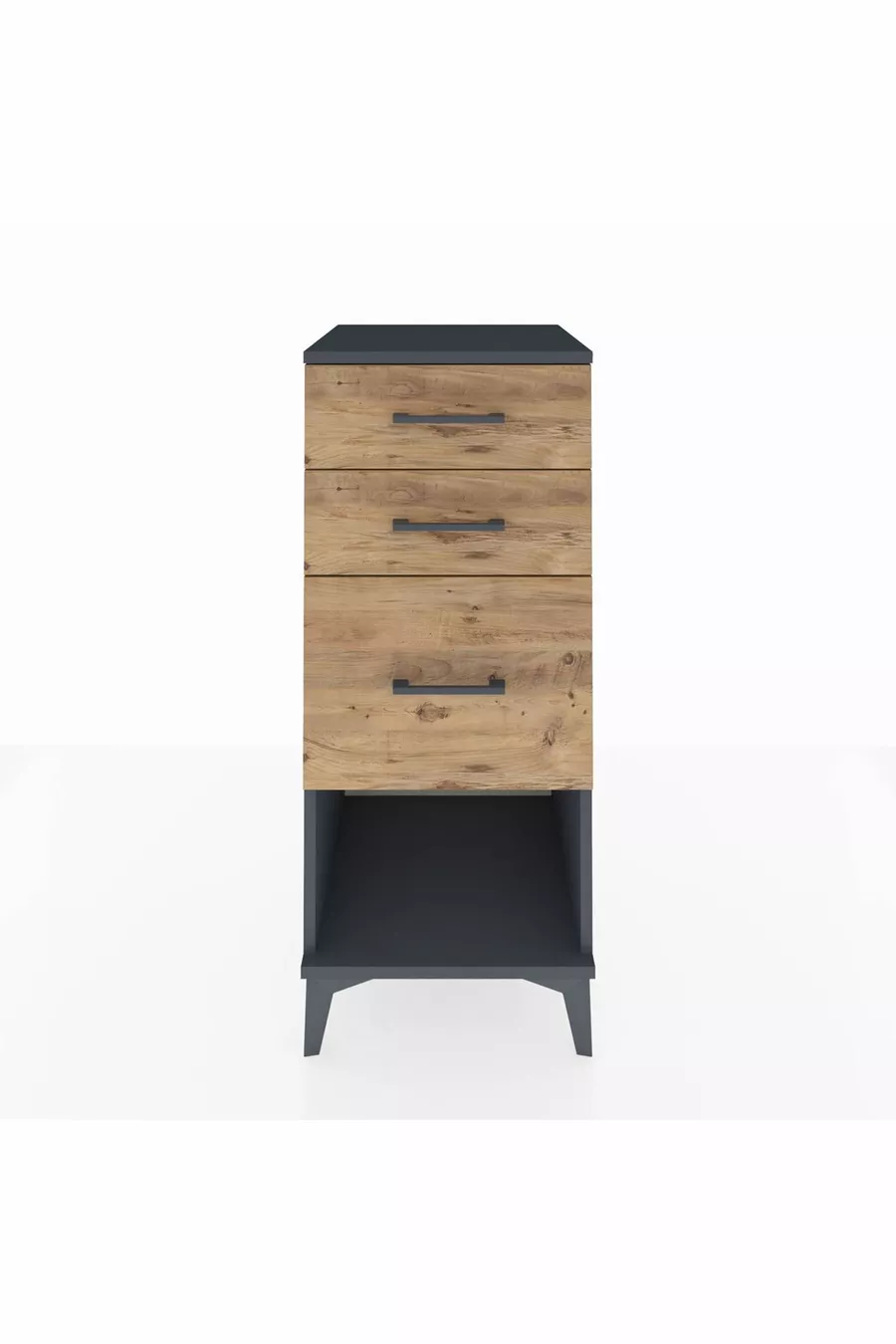 Chevet Hyperion 3 tiroirs Anthracite-Pin